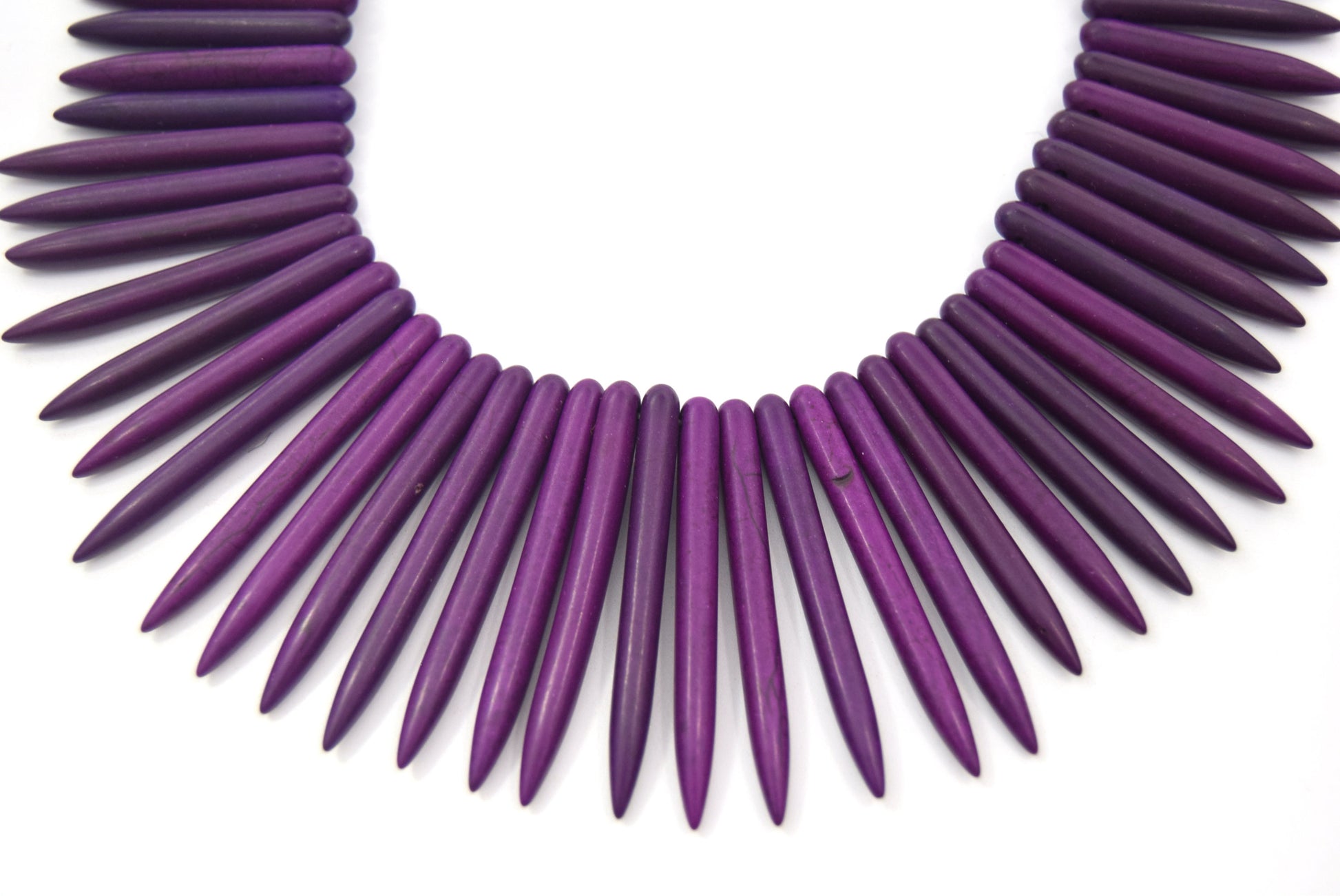48mm Smooth Berry Purple Howlite Graduated Stick Beads - (Approx. 15.5" ~ 88 Beads)