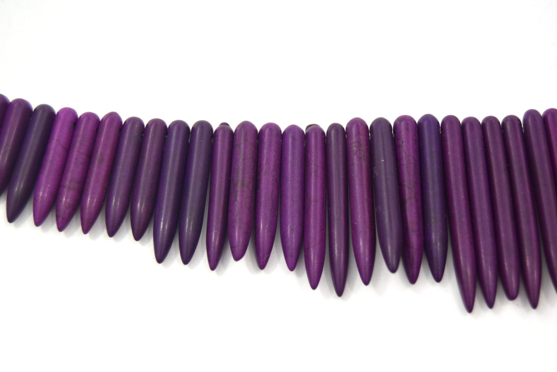 48mm Smooth Berry Purple Howlite Graduated Stick Beads - (Approx. 15.5" ~ 88 Beads)