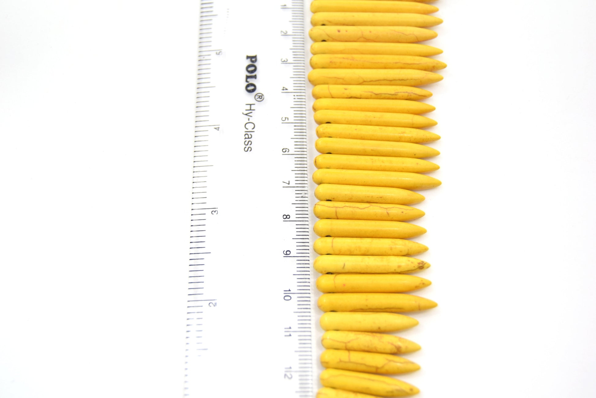 48mm Smooth Brown Veined Mustard Yellow Howlite Graduated Stick Beads - (Approx. 17.5" ~ 99 Beads)