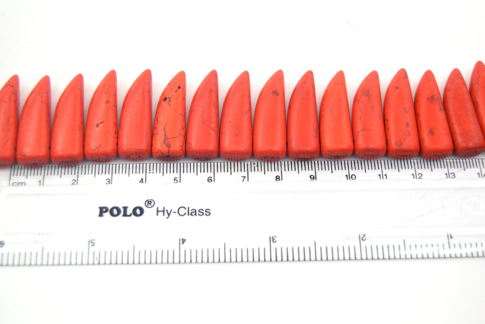 31mm Burnt Orange Howlite Bullet/Tusk Shaped Beads with 1mm Holes - (Approx. 15" Strand ~ 40 Beads)