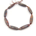Tube Banded Agate | Marbled Neutral Brown Gold Dyed Agate | Tube Barrel Shaped Gemstone Beads | 40mm Available