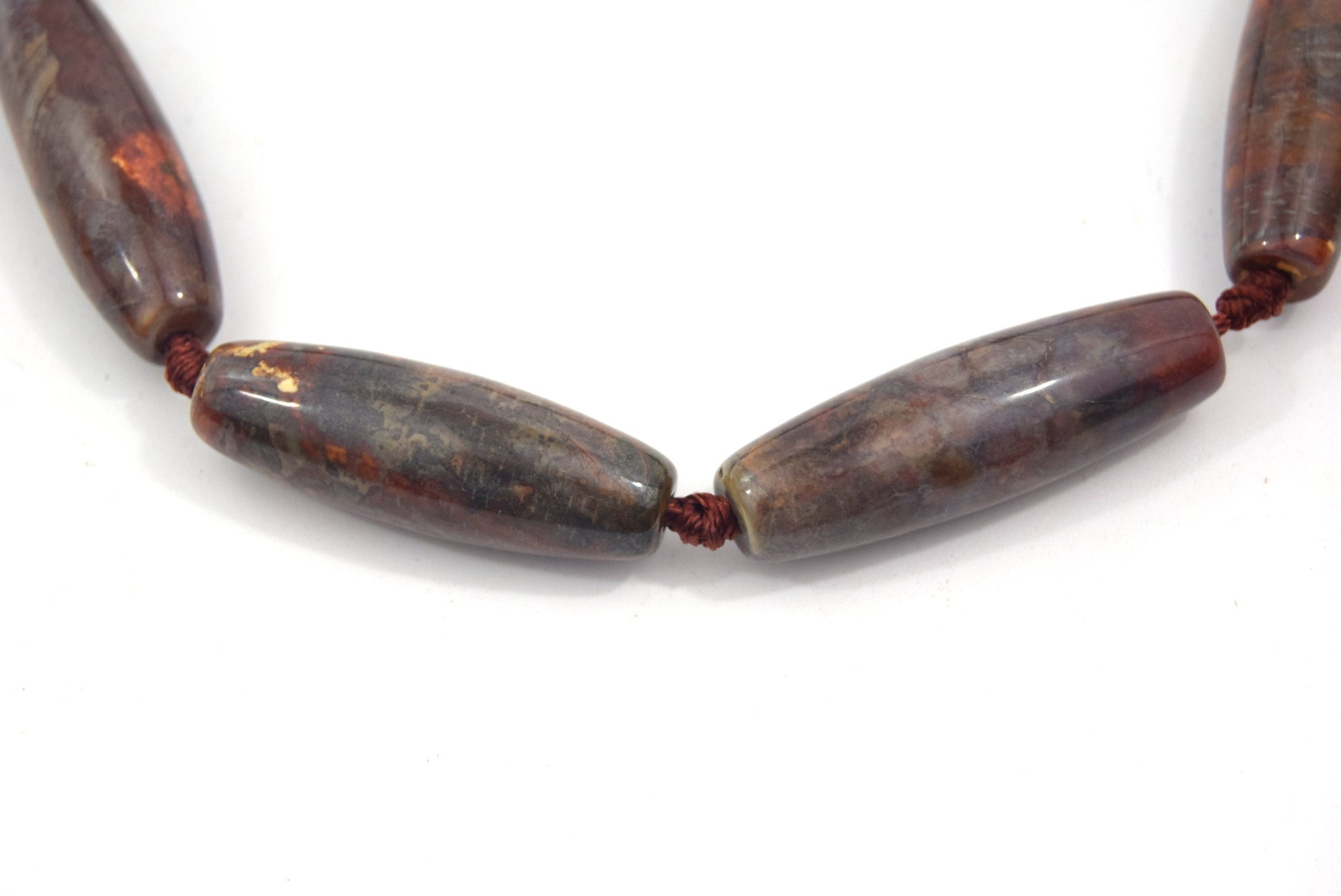 Tube Banded Agate | Marbled Neutral Brown Gold Dyed Agate | Tube Barrel Shaped Gemstone Beads | 40mm Available