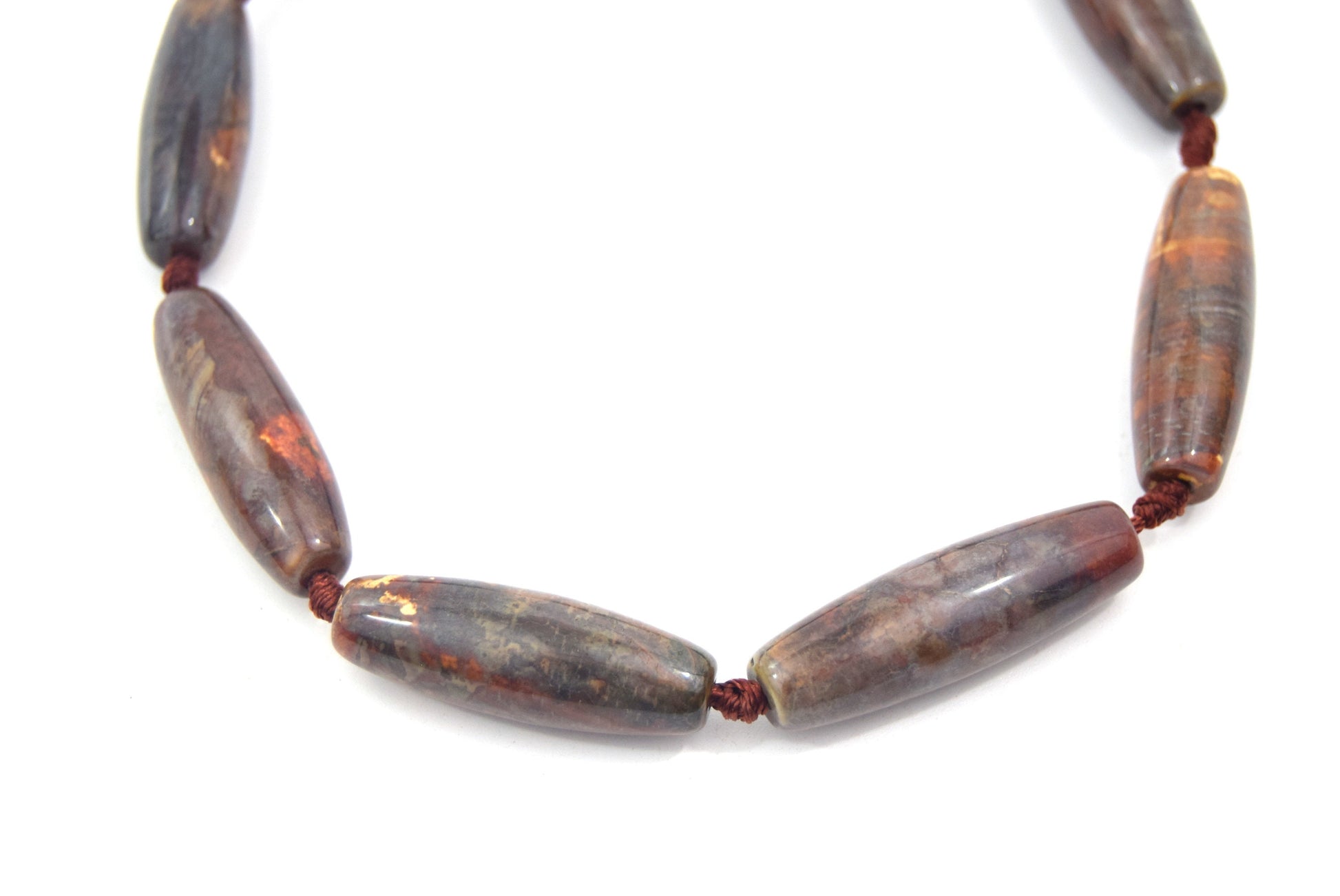 Tube Banded Agate | Marbled Neutral Brown Gold Dyed Agate | Tube Barrel Shaped Gemstone Beads | 40mm Available
