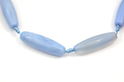 Tube Banded Agate | Marbled Sky Blue Dyed Agate | Tube Barrel Shaped Gemstone Beads | 40mm Available