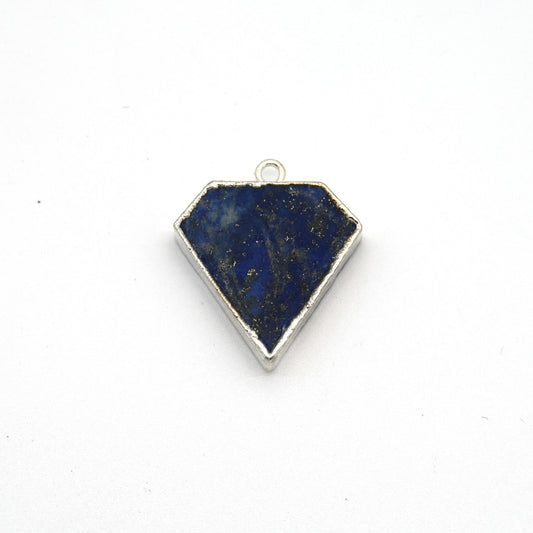 Blue Lapis Lazuli Bezel | 20mm x 20mm Silver Plated Natural Mixed Flat Shield Shaped Pendant
