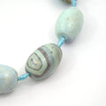 32mm Smooth Marbled Pastel Green Dyed Agate Round Barrel Shaped Beads - (Approx. 14" ~9 Beads)