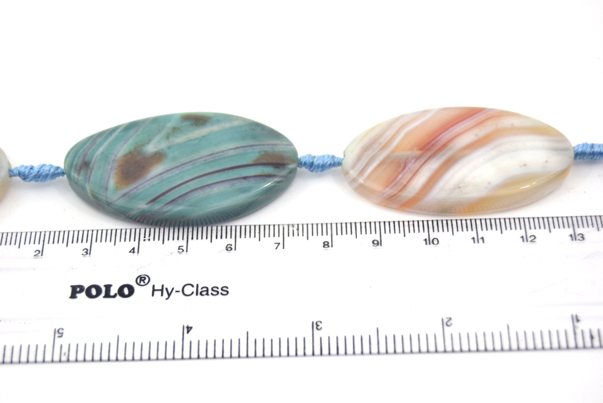 50mm Smooth Marbled Neutral Blue/Green Dyed Agate Tube/Barrel Shaped Beads - (Approx. 13" ~6 Beads)