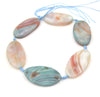 50mm Smooth Marbled Neutral Blue/Green Dyed Agate Tube/Barrel Shaped Beads - (Approx. 13" ~6 Beads)