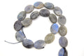 20mm Natural Gray Labradorite Faceted Oval Shaped Beads - (Approx. 15" ~19 Beads)