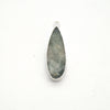 11mm x 30mm Silver Plated Natural Pale Pastel Green Amazonite Long Teardrop Shaped Flat Pendant