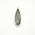 11mm x 30mm Silver Plated Natural Pale Pastel Green Amazonite Long Teardrop Shaped Flat Pendant