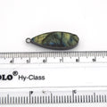 11mm x 30mm Gunmetal Plated Natural Blue/Green Labradorite Long Teardrop Shaped Flat Pendant
