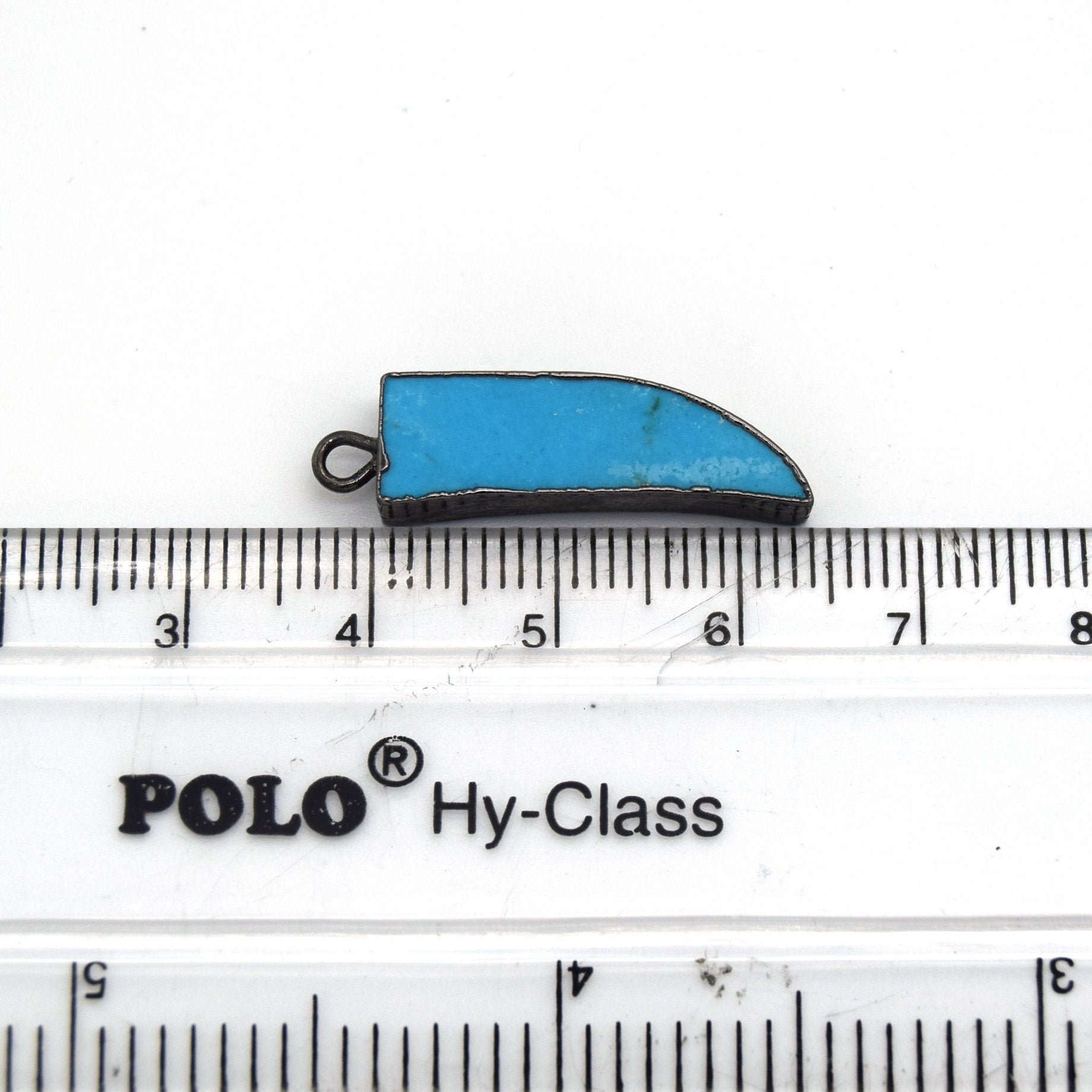 7mm x 22mm Gunmetal Plated Tusk/Fang/Horn Shaped Natural Reconstituted Turquoise Pendant