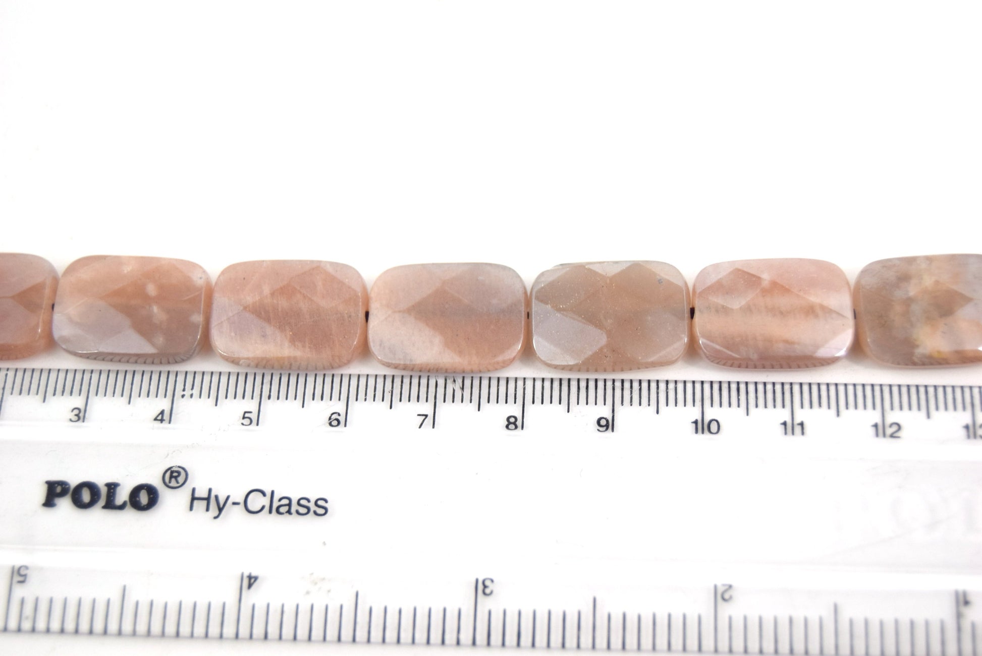 18mm Natural Peach Moonstone Faceted Rectangle Shaped Beads - (Approx. 16" Strand ~22 Beads)