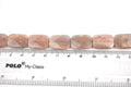 18mm Natural Peach Moonstone Faceted Rectangle Shaped Beads - (Approx. 16" Strand ~22 Beads)