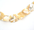 14mm Smooth Pearly White/Cream Abalone Mother of Pearl Square Shaped Beads - (Approx. 16" ~28 Beads)