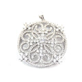 Silver Plated CZ Cubic Zirconia Circle and Hearts Shaped Copper Pendant- Measures 40mm, Approx.