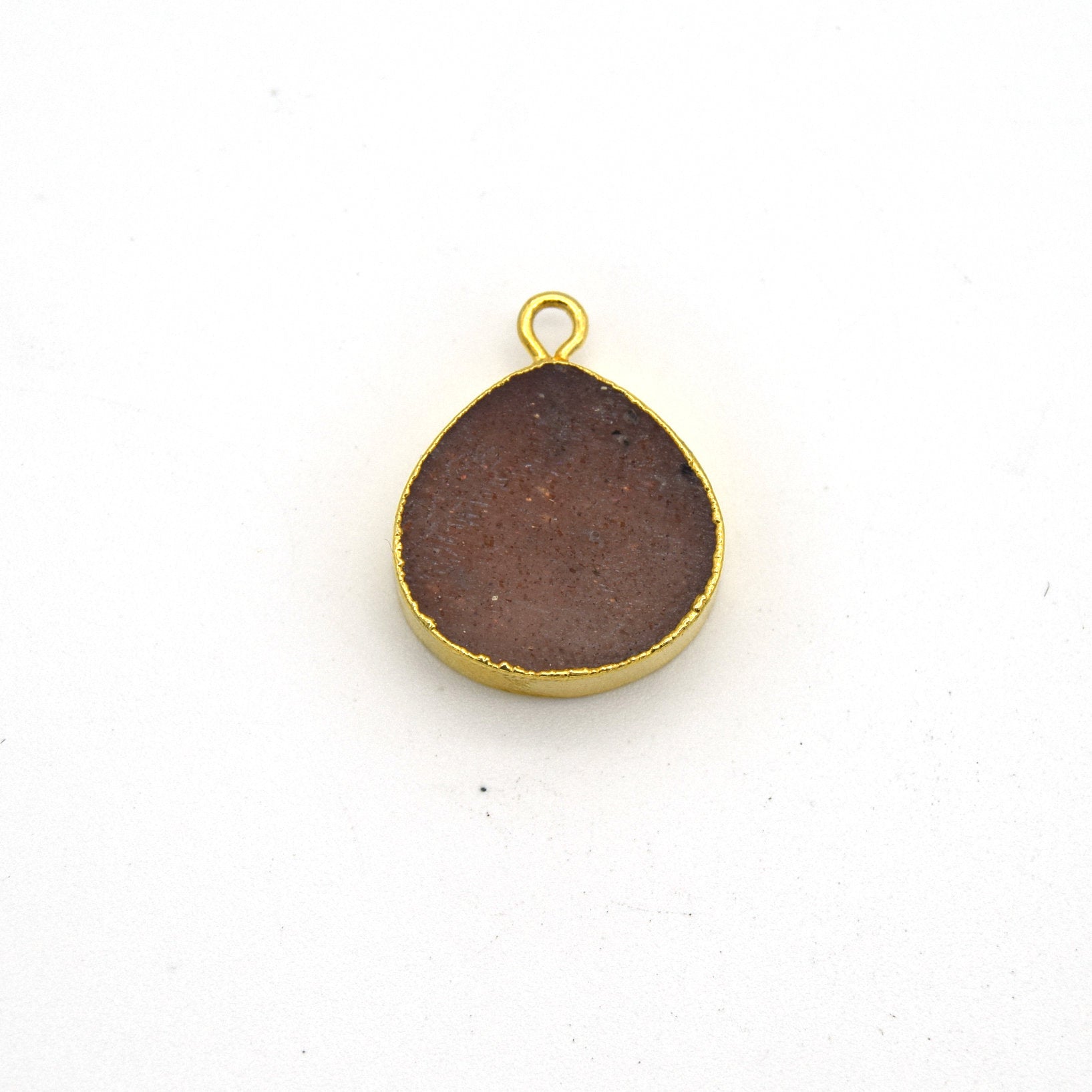 14mm x 15mm Gold Plated Flat Teardrop/Heart Shaped Peach Moonstone Pendant - Sold Individually