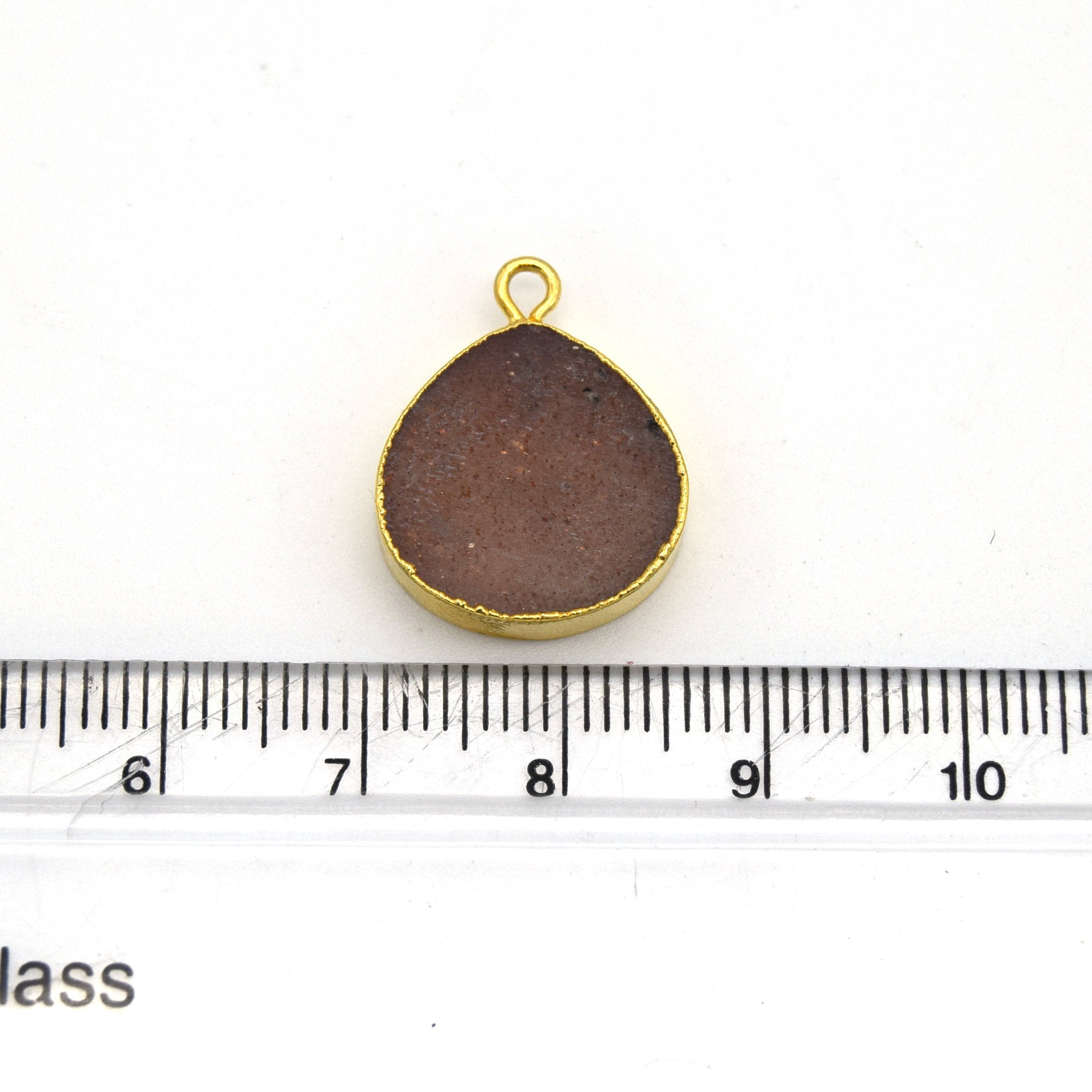 14mm x 15mm Gold Plated Flat Teardrop/Heart Shaped Peach Moonstone Pendant - Sold Individually