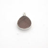 14mm x 15mm Silver Plated Flat Teardrop/Heart Shaped Peach Moonstone Pendant - Sold Individually