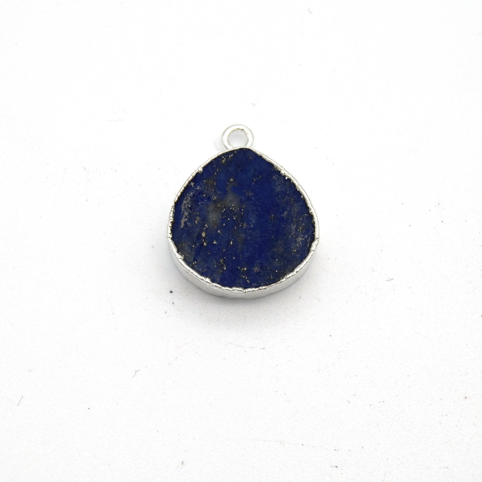 14mm x 15mm Silver Plated Flat Teardrop/Heart Shaped Mixed Blue/Green Lapis Lazuli Pendant