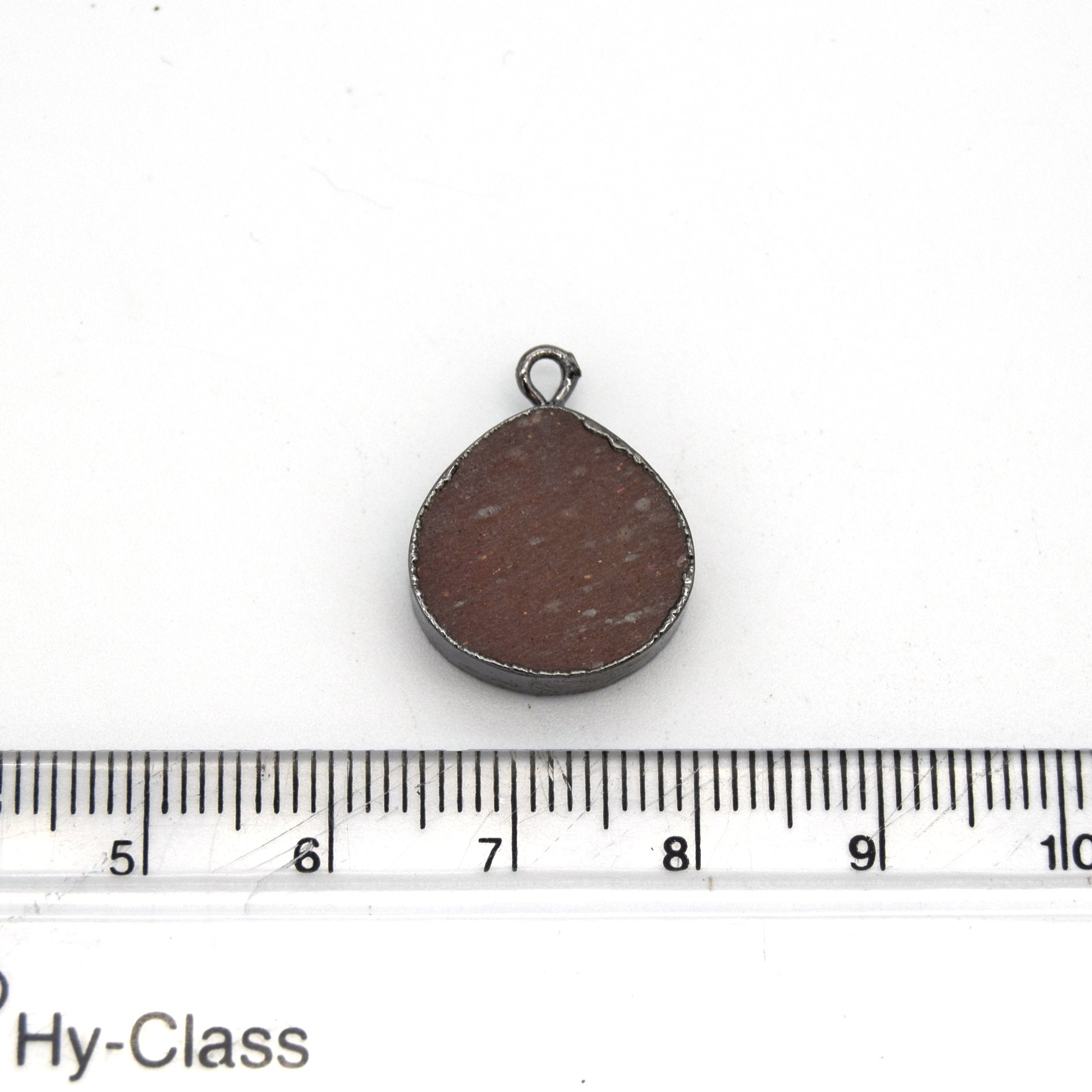 14mm x 15mm Gunmetal Plated Flat Teardrop/Heart Shaped Peach Moonstone Pendant - Sold Individually