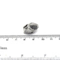 10mm x 20mm Silver Plated Cubic Zirconia Spartan Helmet Shaped Bead with Black Inlaid CZ