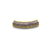 36mm Gold Plated CZ Cubic Zirconia Inlaid Curved Tube/Macaroni Shaped Bead with Purple CZ