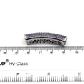 36mm Silver Plated CZ Cubic Zirconia Inlaid Curved Tube/Macaroni Shaped Bead with Purple CZ