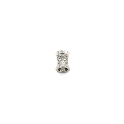 8mm x 11mm Silver Plated CZ Cubic Zirconia Inlaid Flared Shaped Bead with 4mm Holes