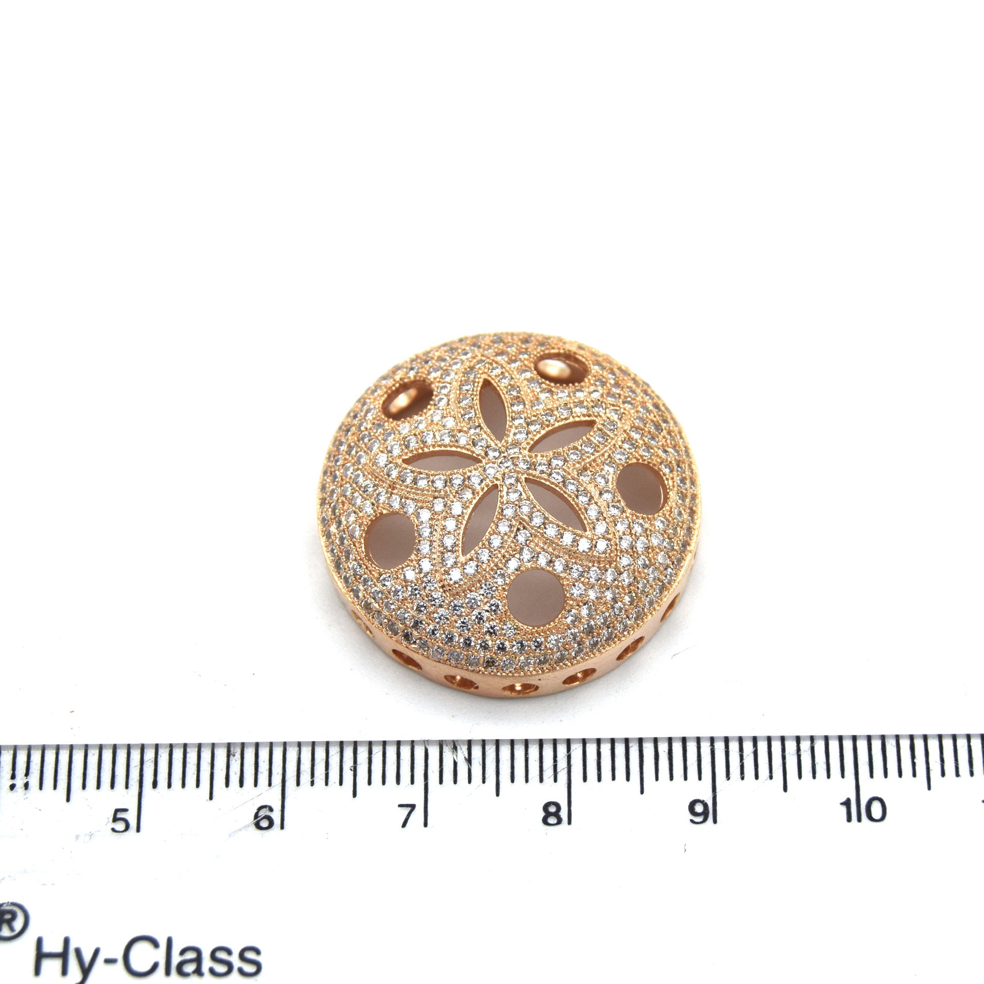 26mm Rose Gold Plated White CZ Cubic Zirconia Inlaid Flower/Star Open Round/Coin Shaped Slider