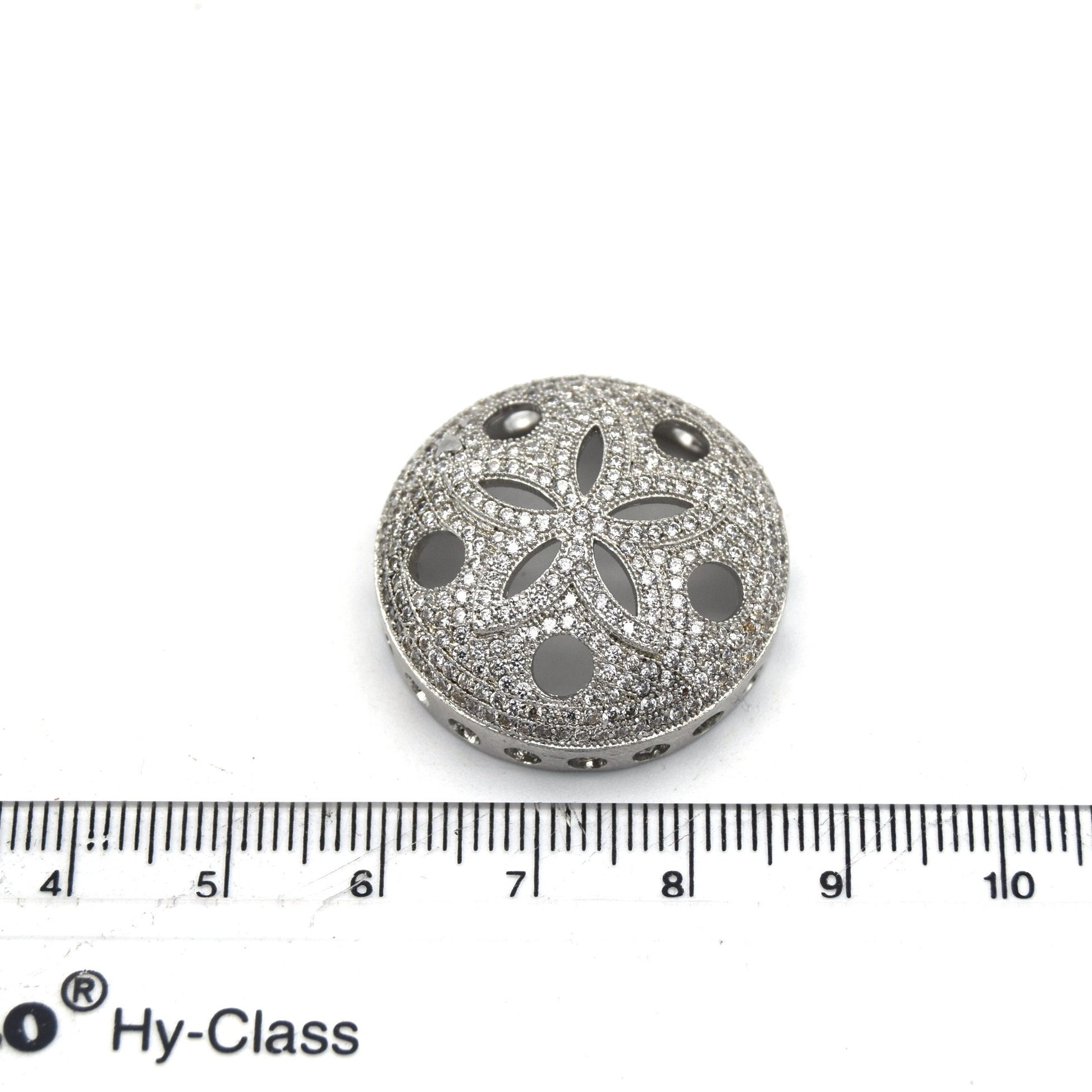 26mm Silver Plated White CZ Cubic Zirconia Inlaid Flower/Star Open Round/Coin Shaped Slider
