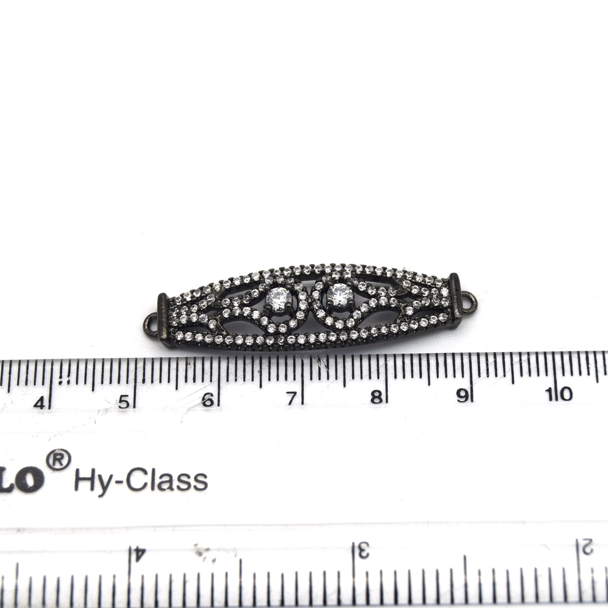 35mm x 10mm Gunmetal Plated CZ Cubic Zirconia Curved Ornate Band Shaped Connector
