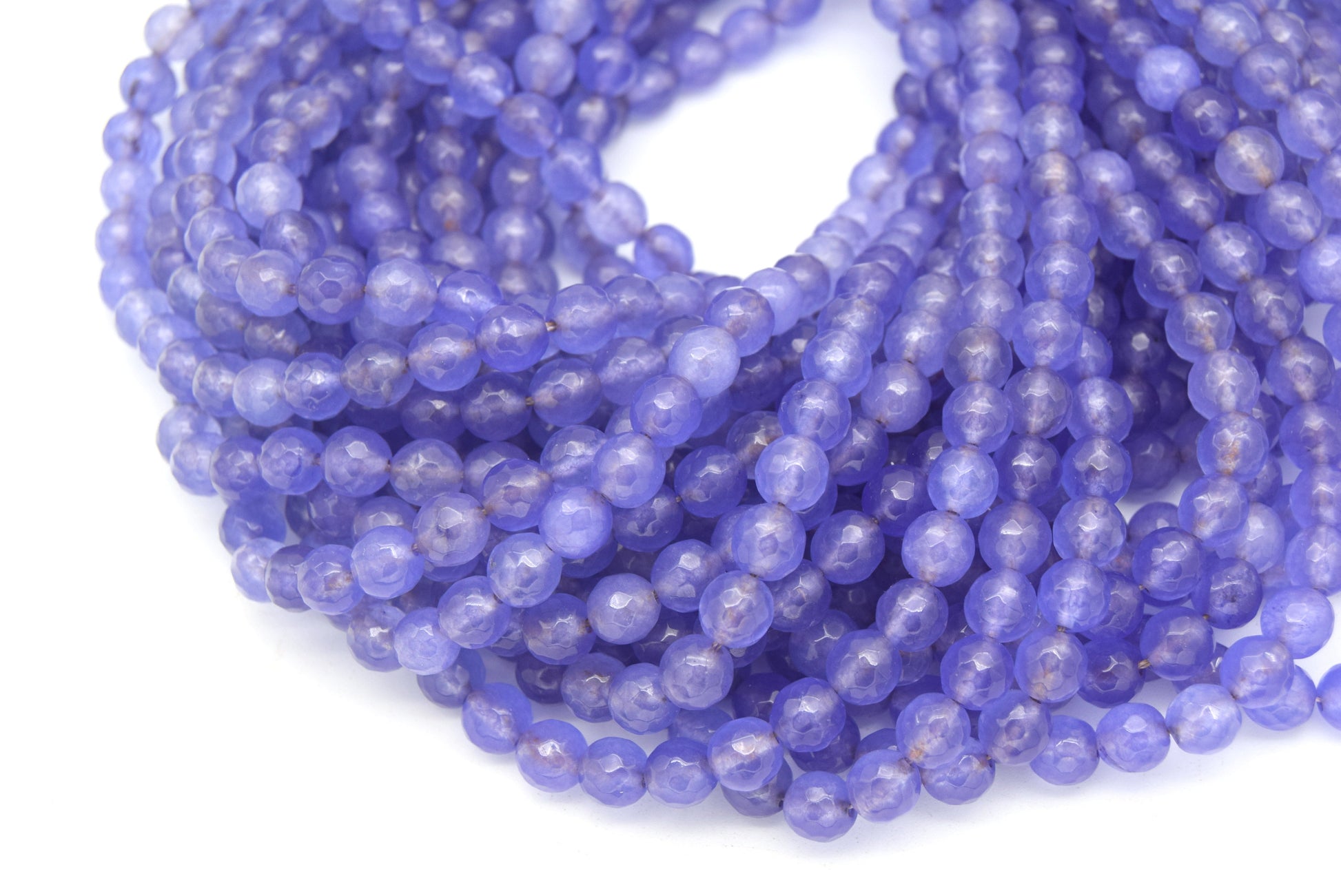 8mm Faceted Mixed Purple Agate Round/Ball Shaped Beads - 15" Strand (Approximately 48 Beads) - Natural Semi-Precious Gemstone