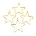 Stars 38mm (4 Pk) Gold Plated Open Star Shaped Pendant/Connector Components (One Ring) - (Pack of 4)