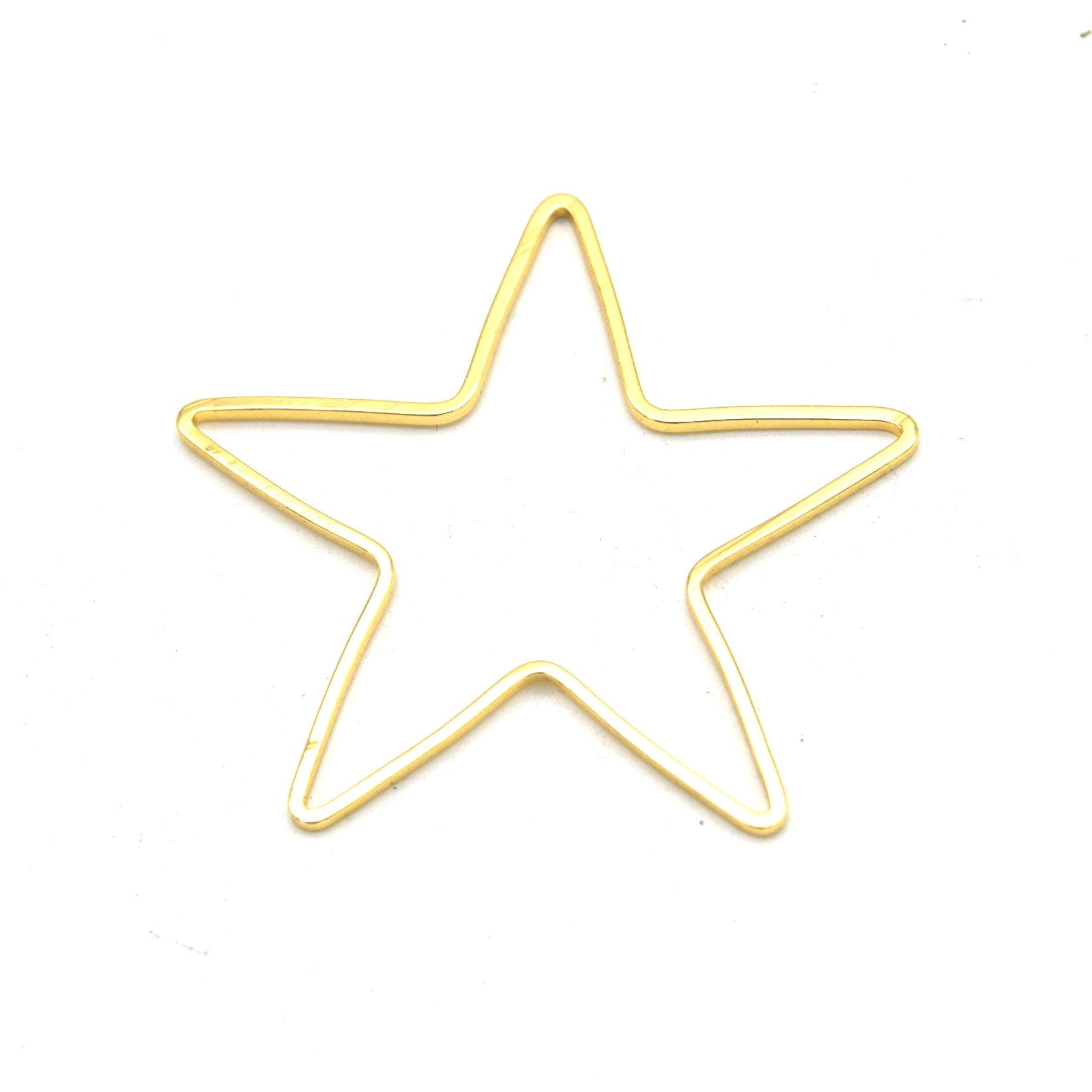 Star 22mm x 22mm Gold Plated Open Star Shaped Pendant/Connector Components (No Loop) -  (Pack of 4)