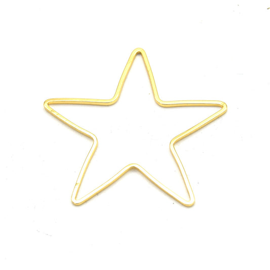 Star 22mm x 22mm Gold Plated Open Star Shaped Pendant/Connector Components (No Loop) -  (Pack of 4)