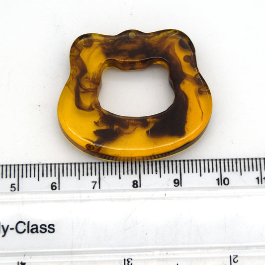 38mm x 34mm Semi-Transparent Orange/Brown Freeform Buckle Shaped Resin Component - Sold Individually