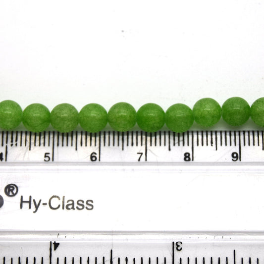 6mm x 6mm Bright Lime Green Natural Jade Small Round/Ball Shaped Beads - (Approx. 15" ~60 Beads)