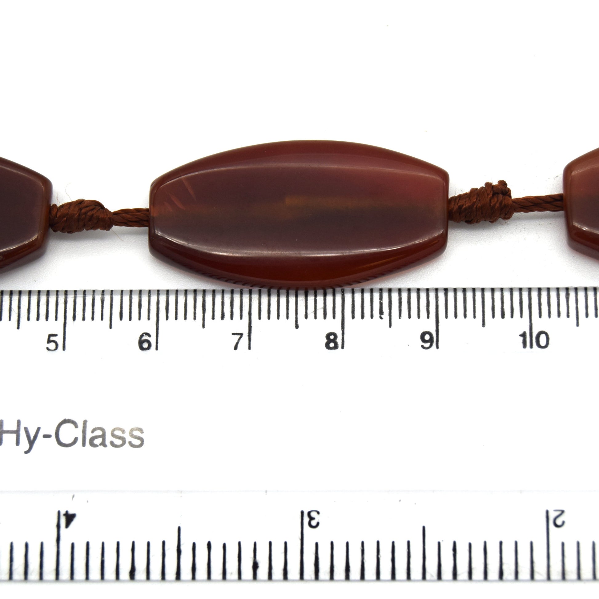 33mm x 16mm Natural Red/Brown Banded Agate Flat Edged Oval Beads (Approx. 15.5" Strand ~10 Beads)