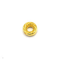 13mm x 13mm Gold Plated Cubic Zirconia Encrusted/Inlaid Swirled Donut/Ring Shaped Bead
