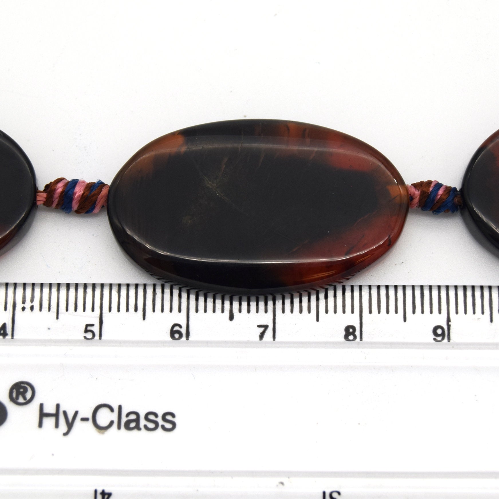 35mm x 22mm Mixed Natural Dark Brown Banded Agate Oval Shaped Beads (Approx. 13" Strand ~8 Beads)
