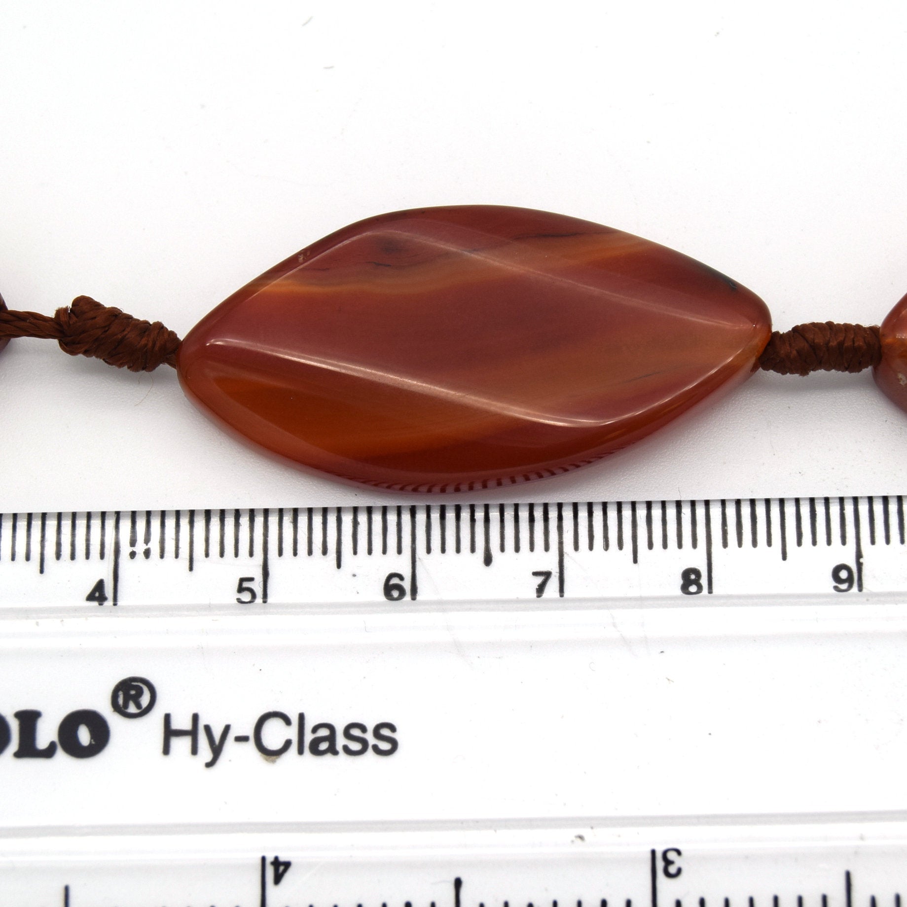 40mm x 20mm Natural Burnt Orange Agate Wavy Oval/Eye Shaped Beads - (Approx. 15" Strand ~8 Beads)