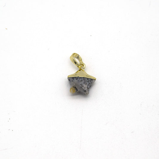 12mm x 12mm Dendritic Opal Faceted Star Shaped Pendant Component with Gold Bail