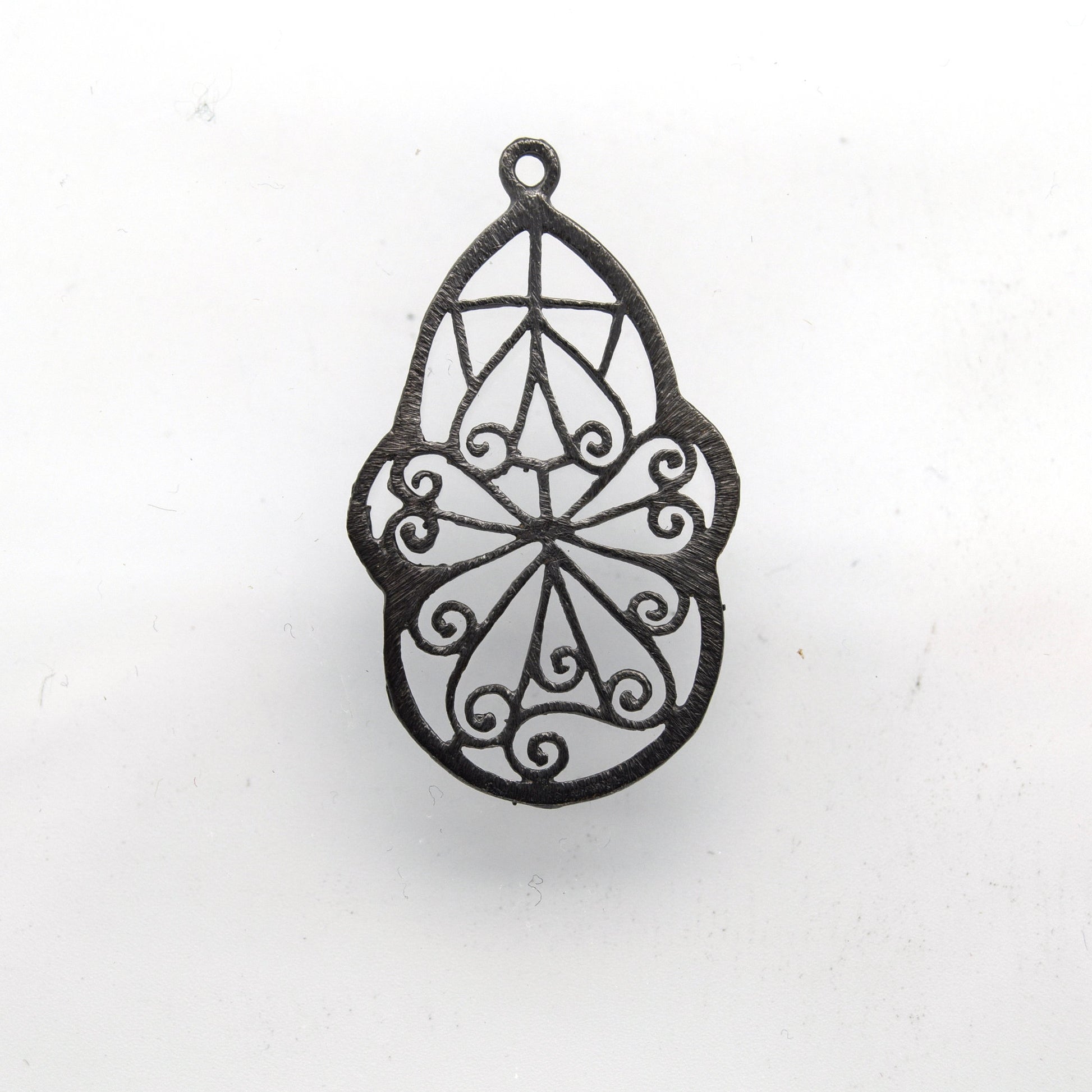 23mm x 35mm Gunmetal Plated Open Symmetrical Swirl Cut-Out Teardrop Shaped Components - Packs of 10