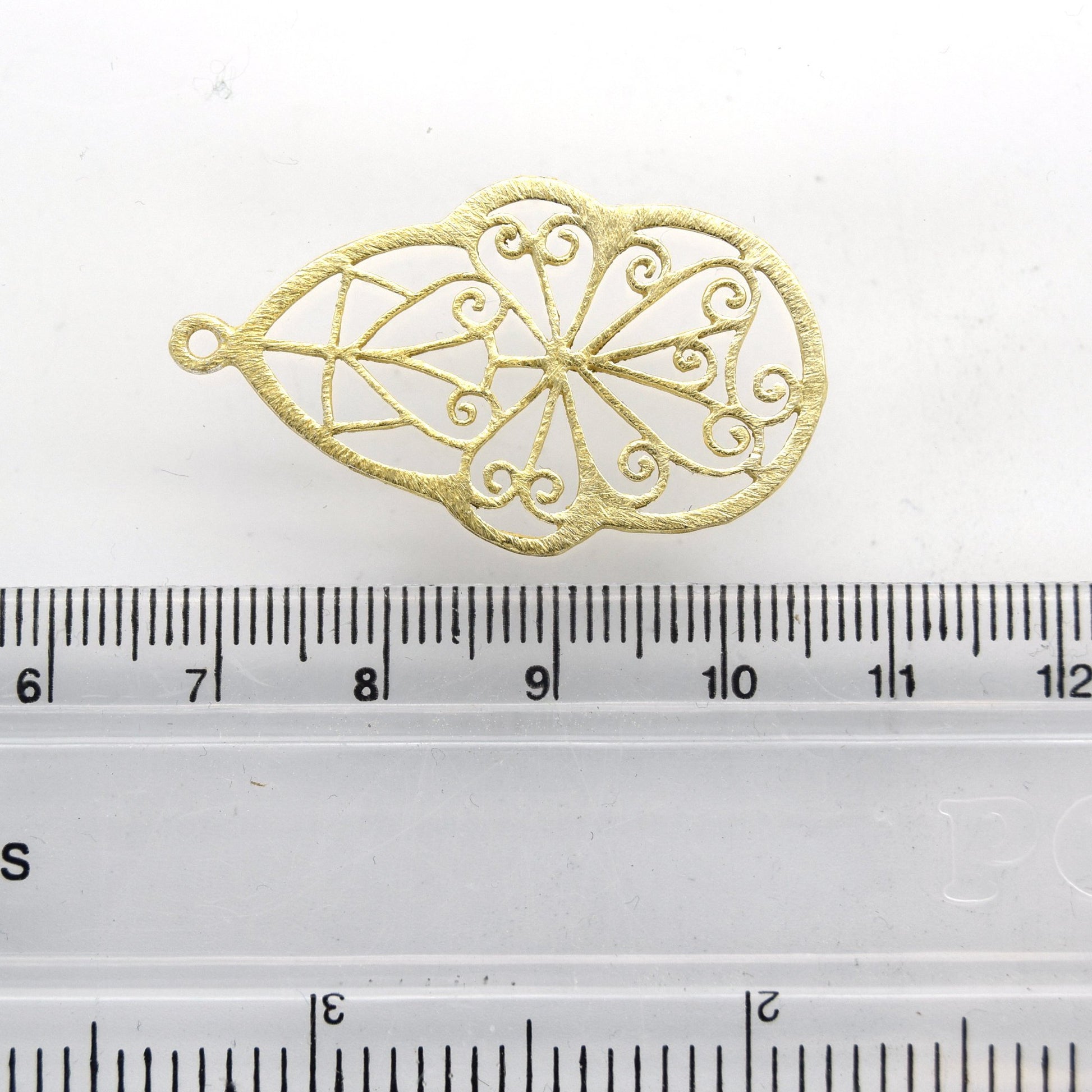 23mm x 35mm Gold Plated Open Symmetrical Swirl Cut-Out Teardrop Shaped Components - Packs of 10