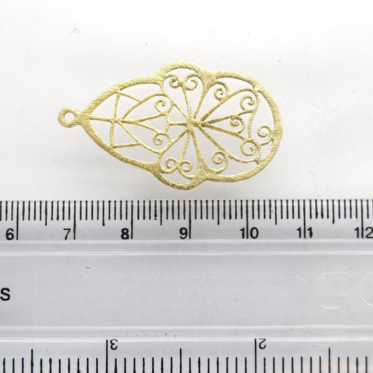 23mm x 35mm Gold Plated Open Symmetrical Swirl Cut-Out Teardrop Shaped Components - Packs of 10
