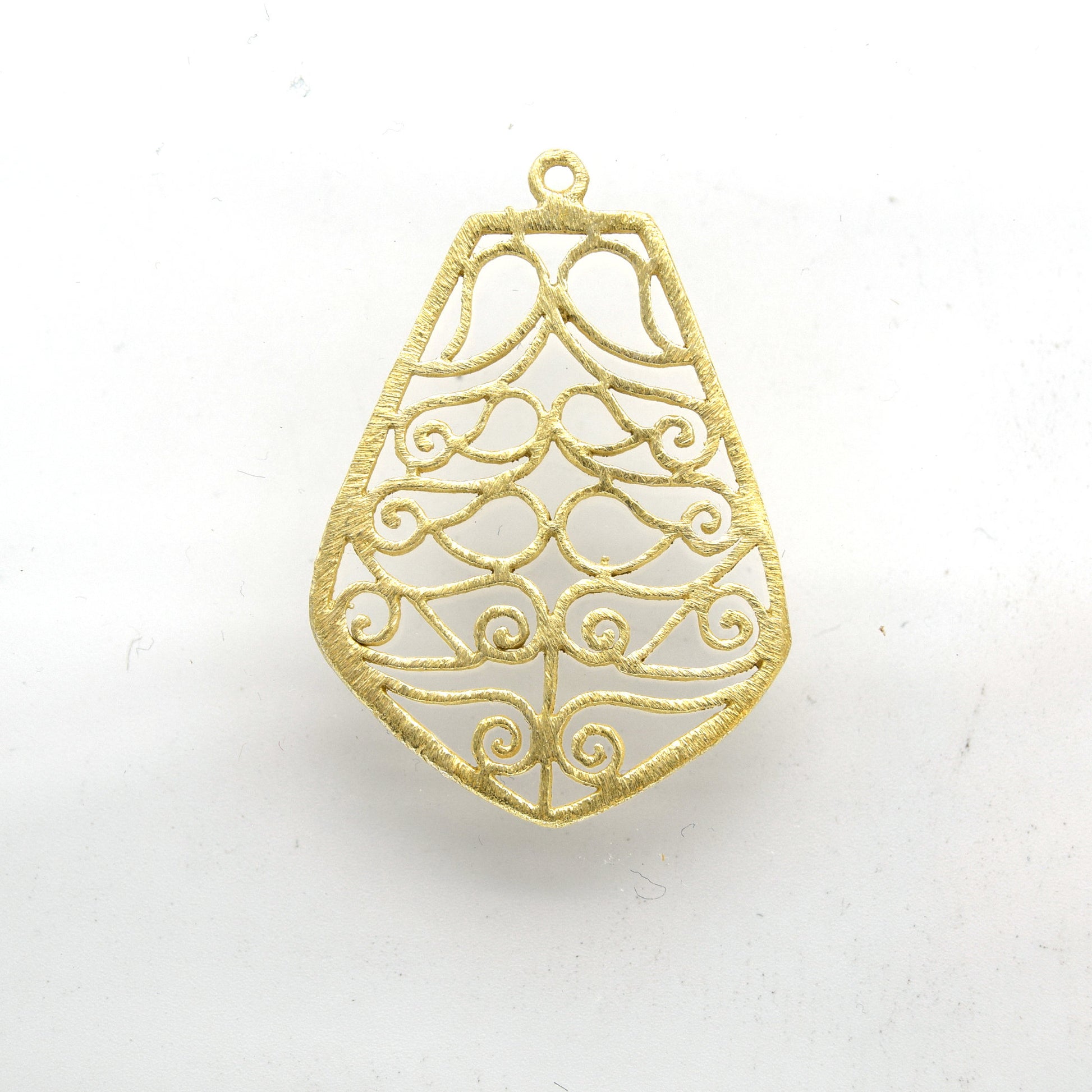 28mm x 36mm Gold Plated Open Symmetrical Swirl Cut-Out Bell/Pear Shaped Components - Packs of 10