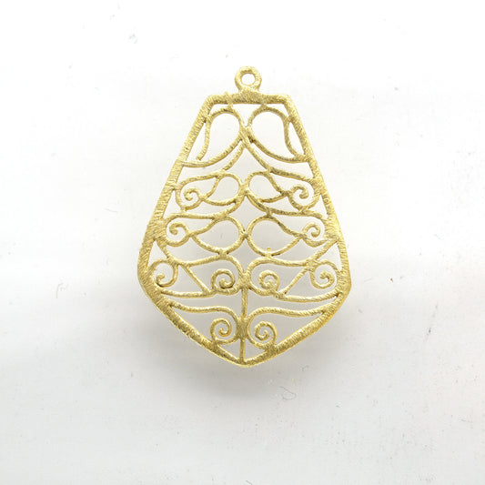 28mm x 36mm Gold Plated Open Symmetrical Swirl Cut-Out Bell/Pear Shaped Components - Packs of 10