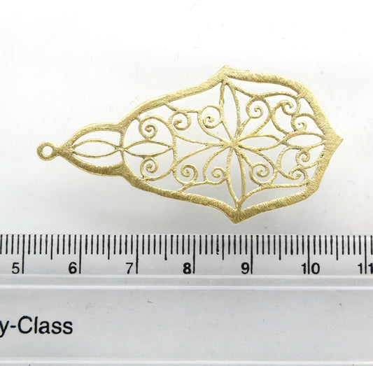 28mm x 50mm Gold Plated Open Symmetrical Swirl Cut-Out Pointed Pear Shaped Components - Packs of 10